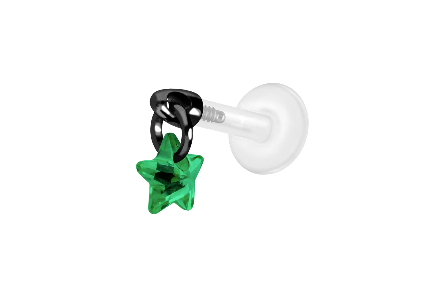 PTFE Labret Piercing mit Innengewinde + Titan-Aufsatz KRISTALLSTERN